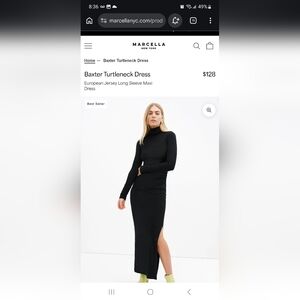 Black Turtleneck Slit Maxi Dress